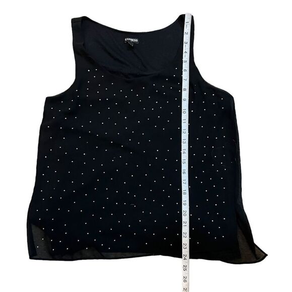 EXPRESS Black Scoop Neck Studded Chiffon Layered Dressy Top M - Picture 7 of 8